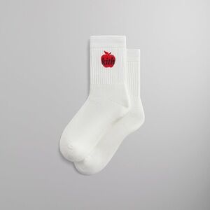 Kith Big Apple Mid Crew Sock Socks in White FW24 One Size New York City NYC.